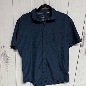 KÜHL Riviera Short Sleeve Shirt Men’s L Blue Linen Blend Button Down